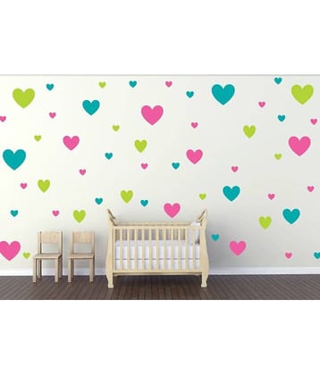 Decor Villa Hearts PVC Vinyl Multicolour Wall Stickers