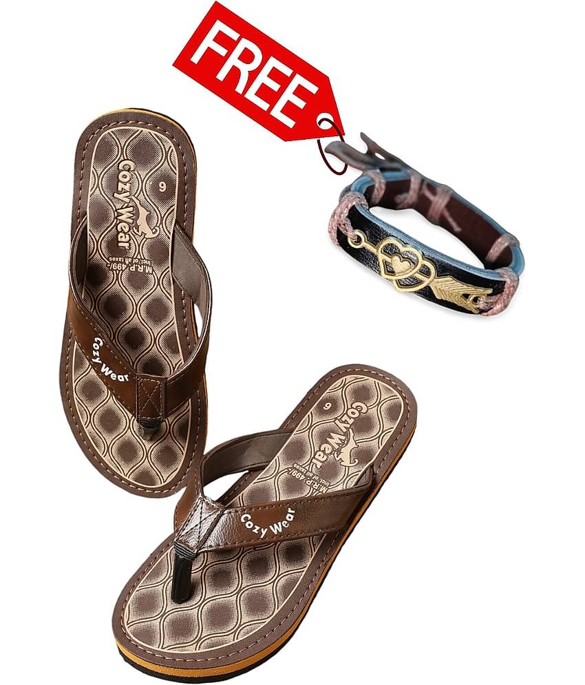 Cozy Wear Brown Men's Thong Flip Flop