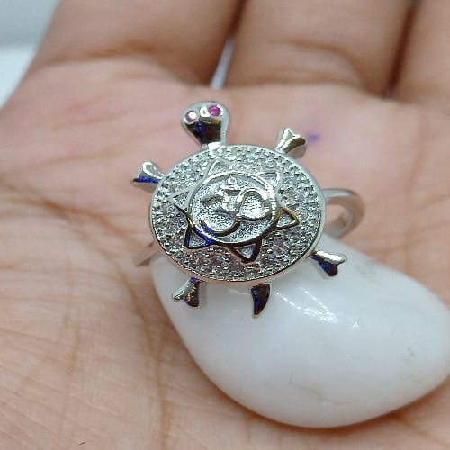 Turtel Ring 916percent Pure Silver R-10