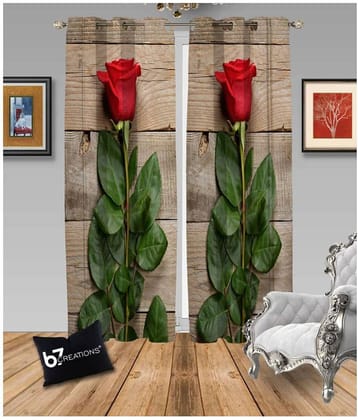 B7 CREATIONS Floral Semi-Transparent Eyelet Curtain 5 ft Single - Silver