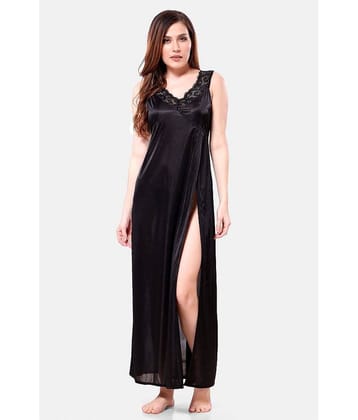 Romaisa Black Satin Women's Nightwear Nighty & Night Gowns ( Pack of 1 )