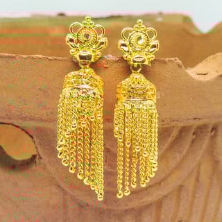 Traditional 1gm gold and micron plated  chained jhumki