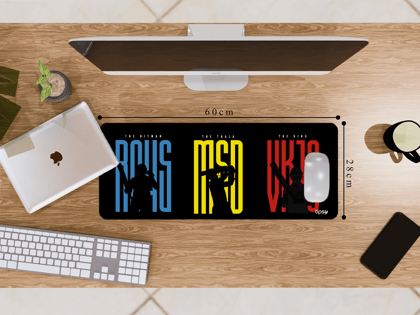 "ROHIT SHARMA + DHONI + VIRAT = THE ULTIMATE DESKMAT" Gaming Mousepad- Elevate Your Gaming Experience-Medium (28CM X 60CM) / Plain