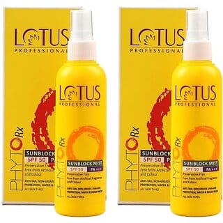 Lotus Professional Sunscreen - Spf 50 Pa+++ Phytorx Sunblock Mist Spf50_100Ml ( Pack Of 2 ) (200 Ml)