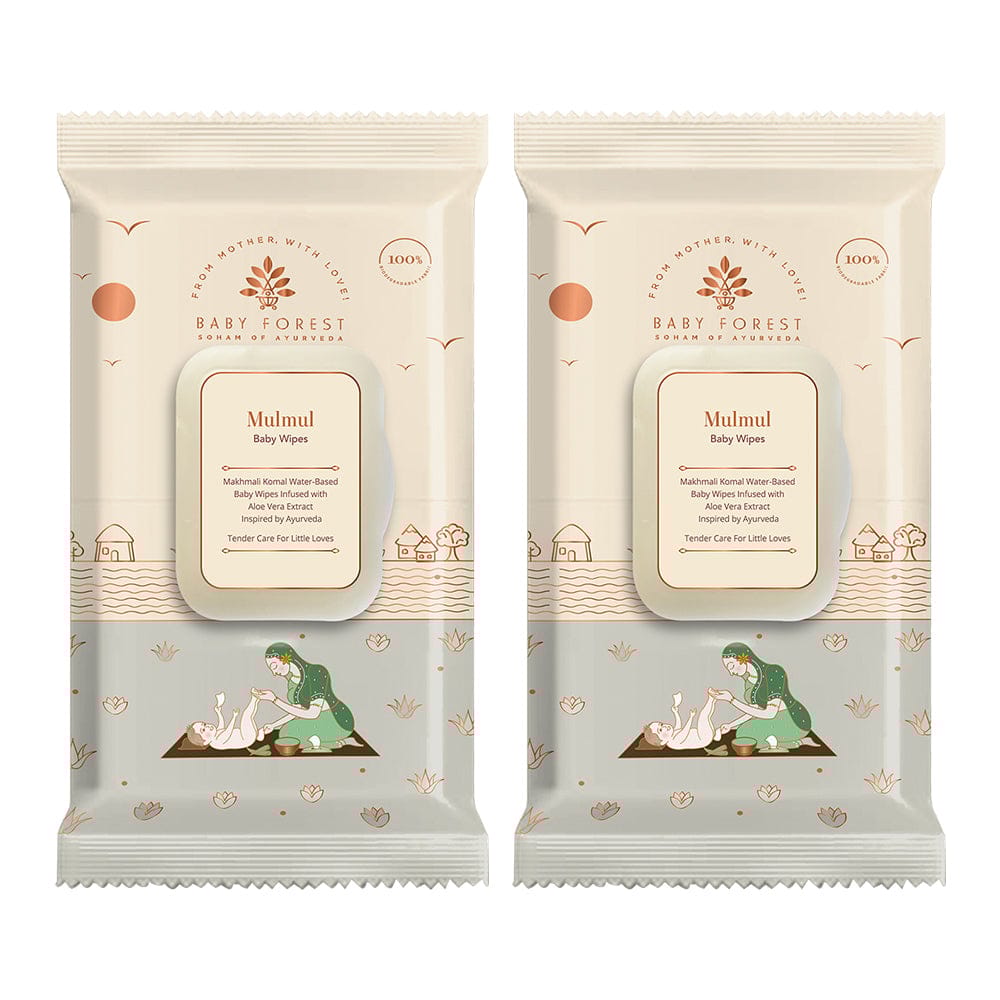 Baby Forest Mulmul Baby Wipes, Ultra-soft, Water-based, 3X thicker and softer wipes 72 Wipes, Pack of 2