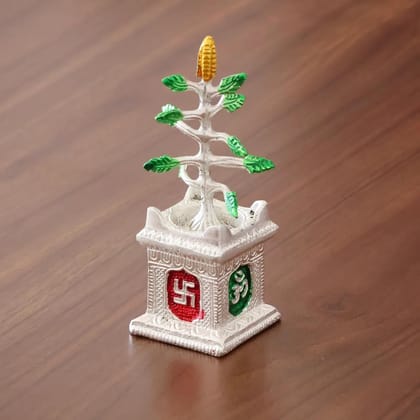 Dreamkraft Graceful Tulsi Plant Decorative Showpiece in Silver Finish - Sacred Figurine for Pooja Room, Home Temple, Office & Gifting - Symbol of Positivity & Devotion (5 x 5 x 14 cm) Dreamkraft Graceful Tulsi Plant Decorative Showpiece in Silver Finish - Sacred Figurine for Pooja Room, Home Temple, Office & Gifting - Symbol of Positivity & Devotion (5 x 5 x 14 cm)