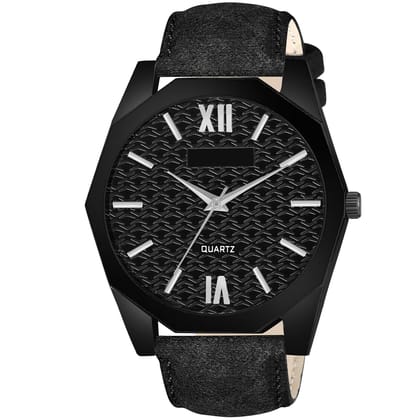 Black 3D embossed Dial Analog Watch for Men LR82