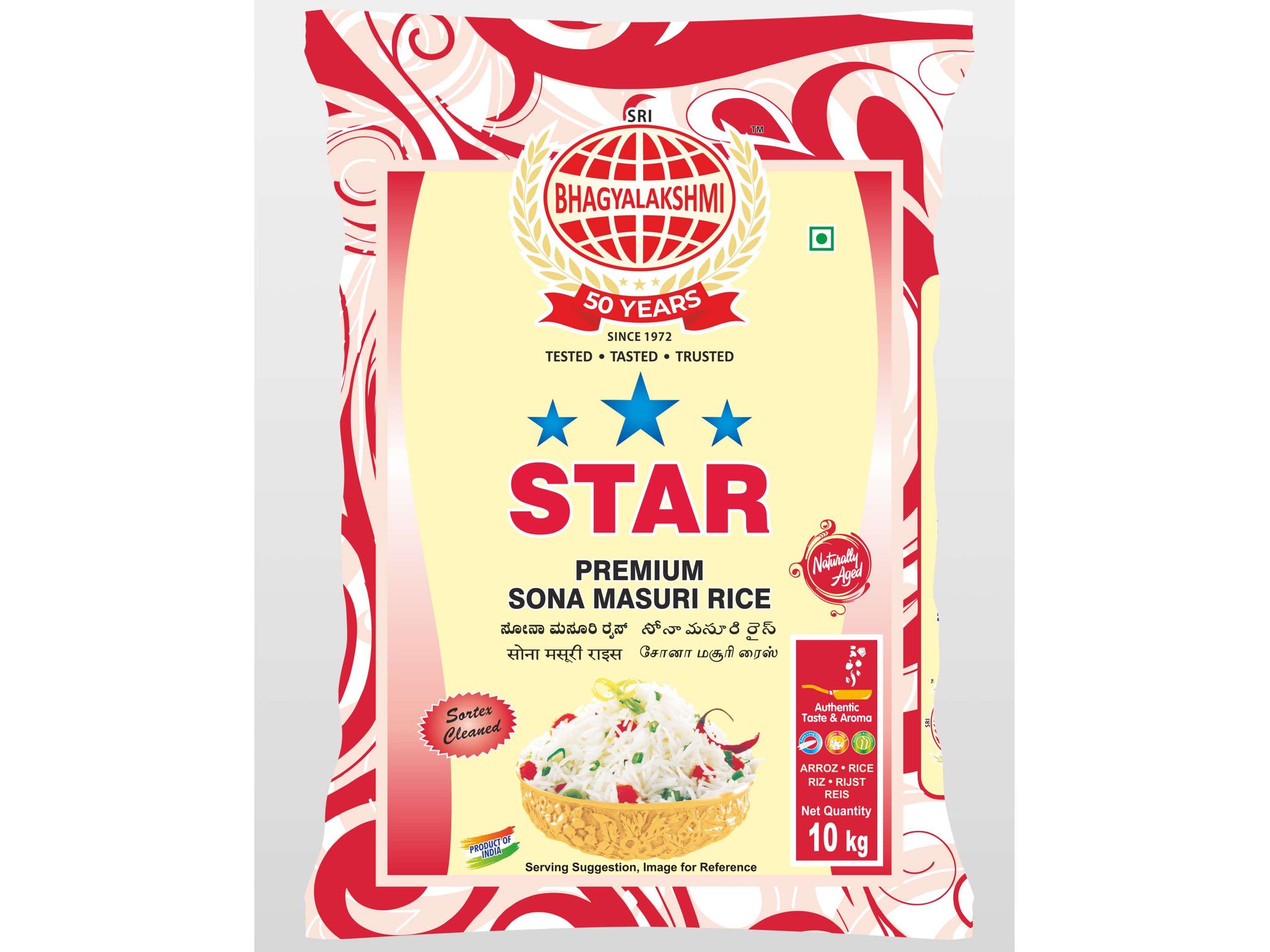 Star Sona Masuri Raw Rice 1 Year aged - 10 Kilogram