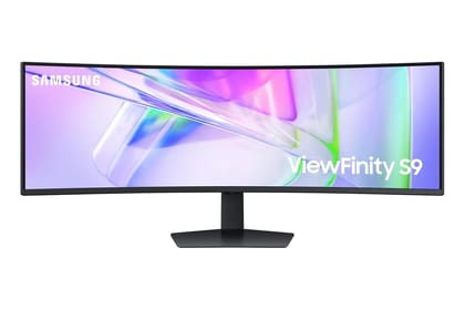 Samsung Viewfinity 123.8cm(49") Ultra-Wide Dual QHD Monitor, USB Type-C, LAN, DP, HDMI, Speakers, 1000R Curved, HDR400, Height, Tilt, Pivot Adjust Stand, TUV Certified (LS49C950UAWXXL, Black)