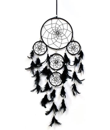 Zimka - Black Feather Dream Catcher - Pack of 1 ( 75 X 15 cms )