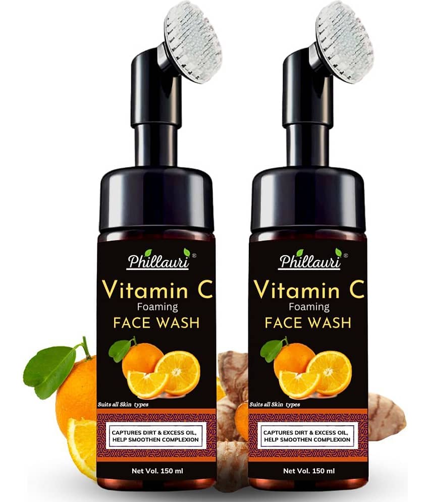 Phillauri Brightening Vitamin C Foaming Face Wash with Built-In Face Brush - (150 ML) Pack of 2