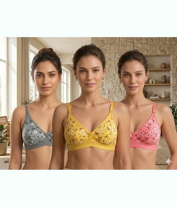love girl Pack of 3 Cotton Blend Non Padded Everyday Bra For Women ( Multicolor 3 )