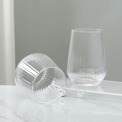 Sleek Striped Glass - Set of 6-Option B -375 Ml