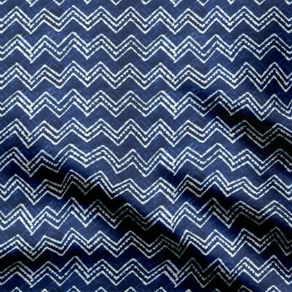 Blue Geometry Zig Zag-Cotton