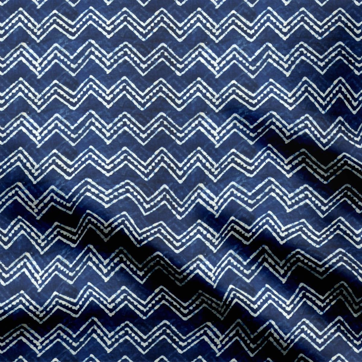Blue Geometry Zig Zag-Cotton