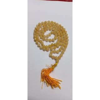 KESAR ZEMS Natural Citrine Stone 6.5 MM Prayer Rosary 108+1 Beads Jap Mala For Meditation 44 x 1.5 x 0.5 cm Orange .