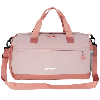 Storite Nylon 45 cm Travel Duffle Bag for Women with Luggage Trolley Sleeve Lightweight, Waterproof Luggage Bag with Shoe Compartment (Pink, 45 x 18 x 25 cm)