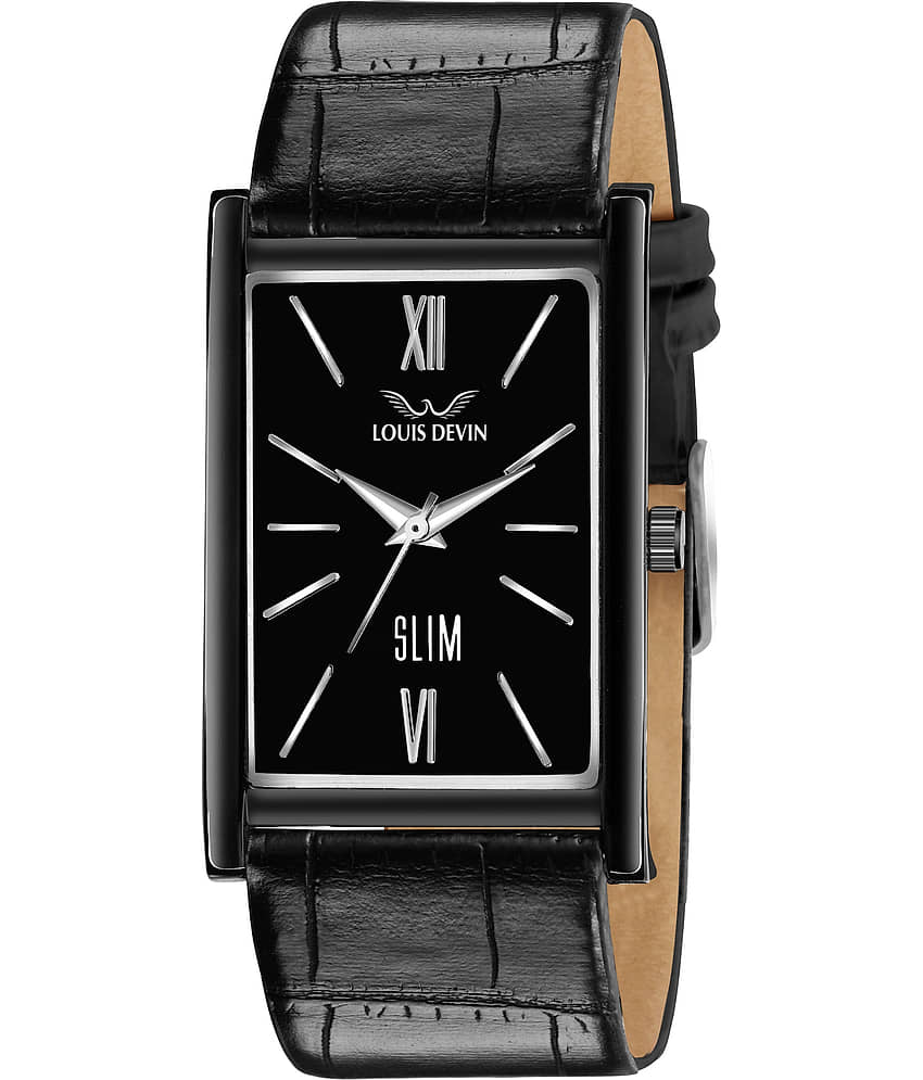 LOUIS DEVIN - Black Leather Analog Men's Watch