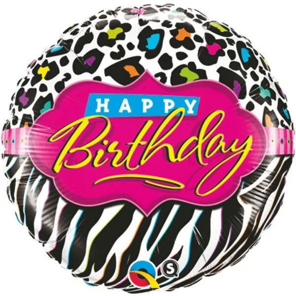 Pink &amp; White Zebra Print Birthday Balloon 18" - Party and Festive Needs | Buy online on ZillyBuy