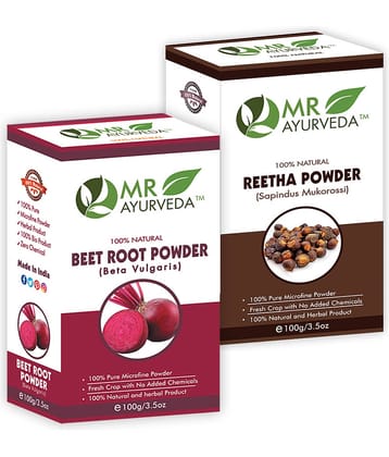 MR Ayurveda BeetRoot Powder & Reetha Powder Hair Scalp Treatment 200 g Pack of 2