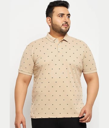 RELANE Pack of 1 Cotton Blend Regular Fit Printed Half Sleeves Men's Polo T Shirt ( Beige )