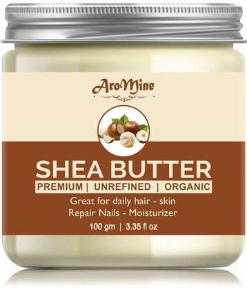 Aromine 100% Pure Organic Ivory Shea Butter|Raw| Great For Face,Skin,Body,Lips Moisturizer 100 gm