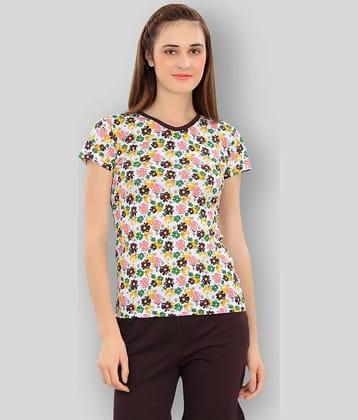 Zebu Women Cotton Blend Printed Regular Fit V-Neck T-Shirt ( Multicolor )