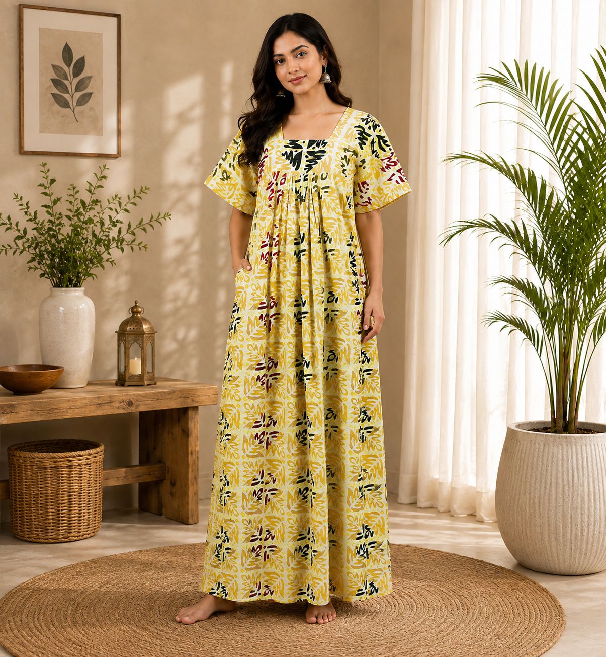 Handcrafted Batik Print Cotton Gown