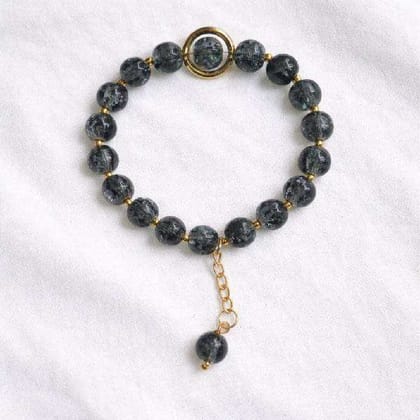 Crystal Beaded Tassel Bracelet Women Smoky Grey Handmade Jewelry