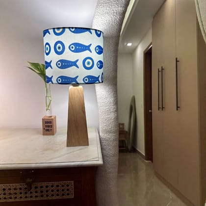 Wooden Table Lamp  (Square Base)