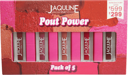 Jaquline USA Pout Power Set of 5 Liquid Lipstick  | Water Proof | Smudge Proof | Transfer Proof |Long Lasting | Hydrating & Lightweight| (5x1.25ml)