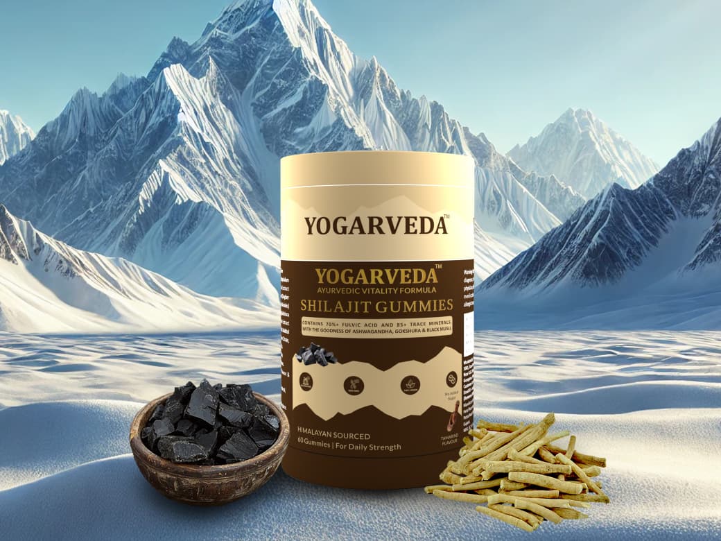 YOGARVEDA Ayurvedic Shilajit Gummies | 70% Fulvic Acid | 60 Gummies (60 Tablets)