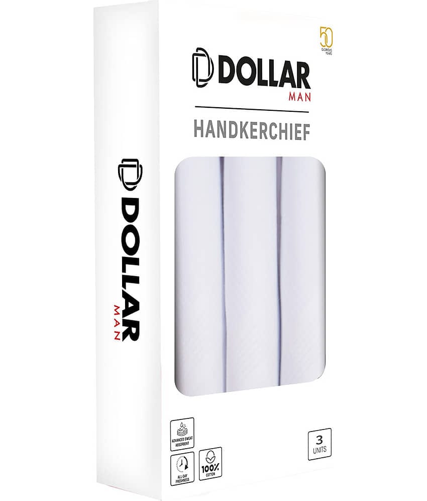 Dollar Socks - White Cotton Men's Handkerchief ( Pack of 3 )