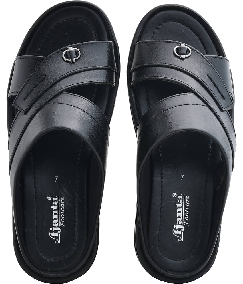 Ajanta - Black Men's Leather Slipper