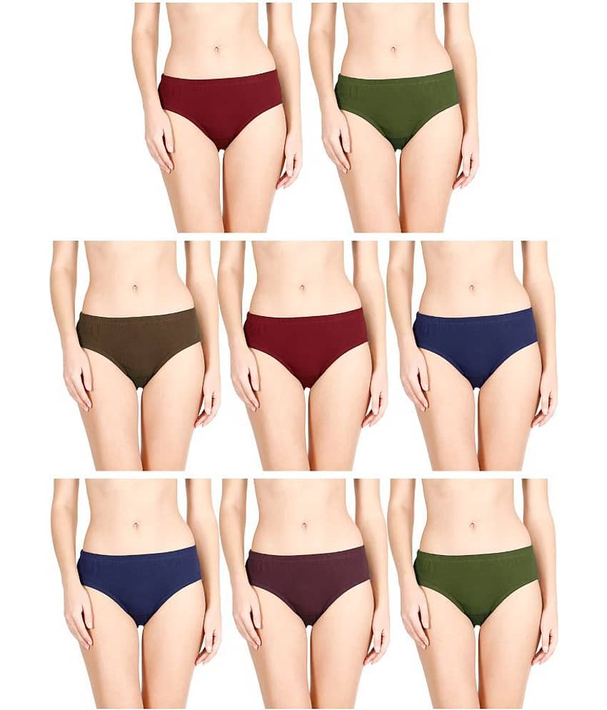 Rupa Jon - Multicolor Cotton Solid Women's Briefs ( Pack of 8 )