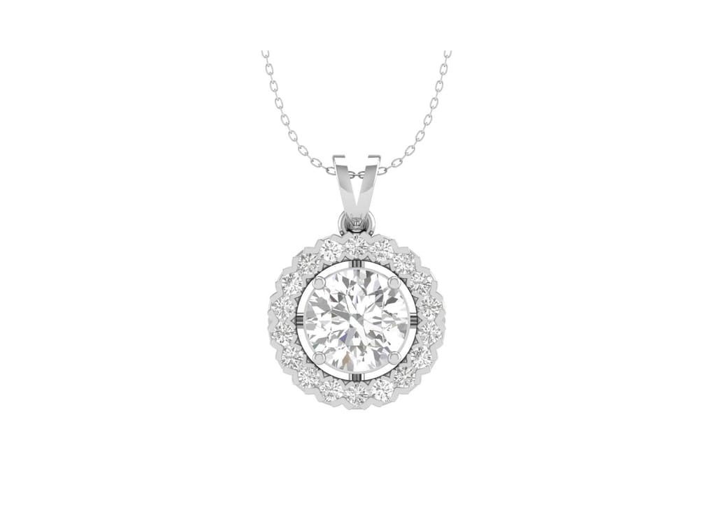 Round Halo Solitaire Necklace