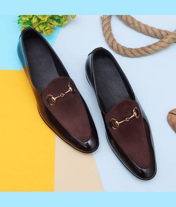 SHUAN Brown Men's Mocassin Formal Shoes