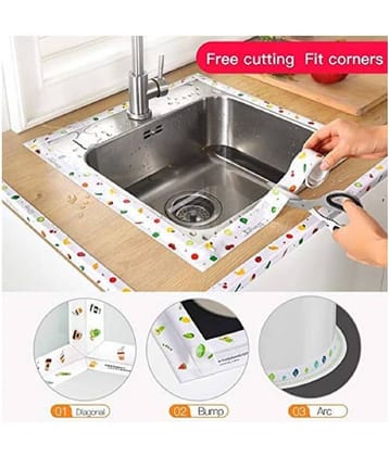 DPISZONE Kitchen Sink Platform Sealing Sticker Strip Bathroom Corner Tape Wall, Waterproof Self-Adhesive Kitchen Caulk Decorative Trim Wall Caulk Strip Toilet Sealant Tape (1pcs, Multicolor)