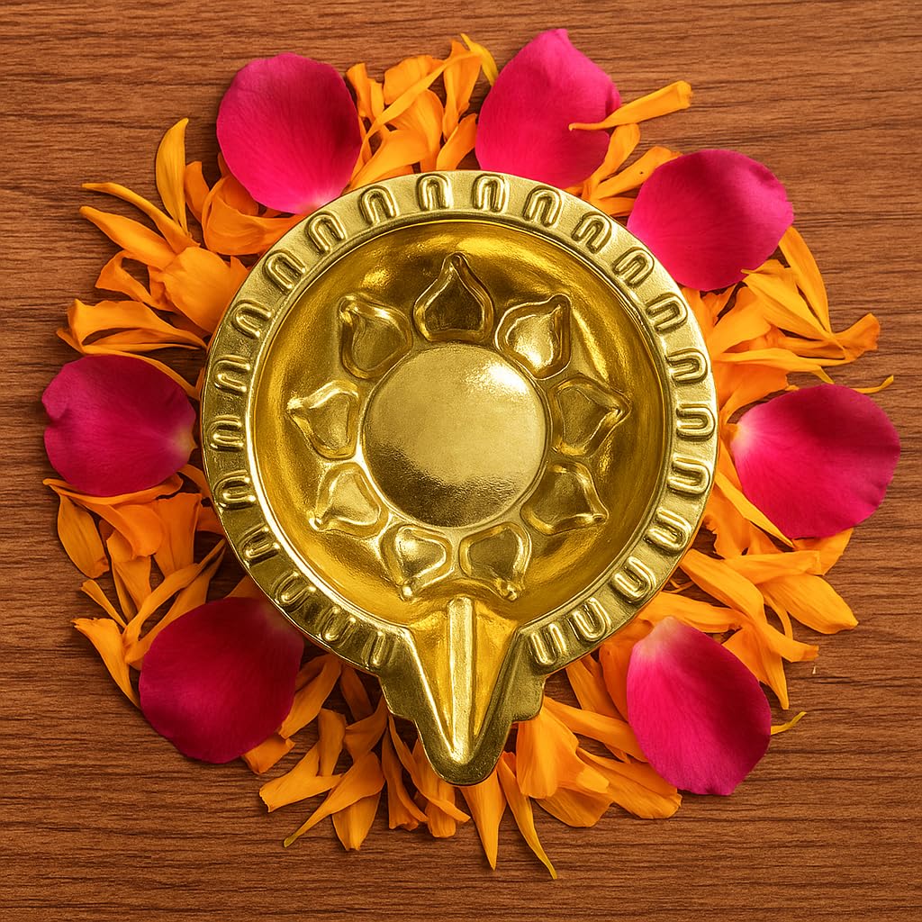 Decorative Brass Diya Set (Pack of 2) � Pure Brass Diya for Pooja (72 mm � 62 mm) � Diwali Decoration Item for Home | Agal Vilakku Deepam Oil Lamp for Temple, Office, Daily Puja & Religious Rituals