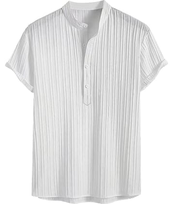 color bucket Cotton Blend Striped Shirt Style Kurta For Men ( White )