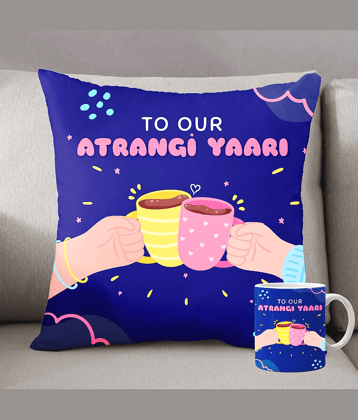 Ros - Navy Blue Gifting Printed Cushion