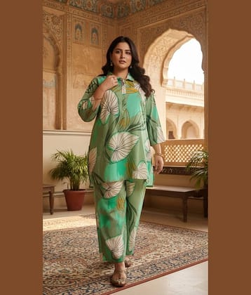 Flavia Creation Women Printed Shirt With Trousers Co-Ord Set ( Multicolor )