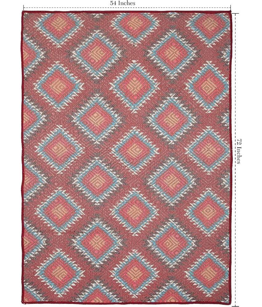 Aazeem Red Polyester Carpet Abstract 4x6 Ft