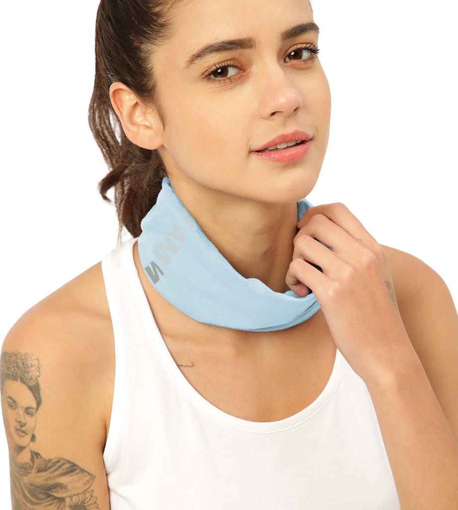 FREECULTR Unisex Bamboo Bandana, Anti Microbial Super Soft & Comfort Fit, Breathable Multipurpose Headband, Face Mask for Dust Protection and Sun - Size Printed Pack of 3-Black, Peach, Chalk Blue