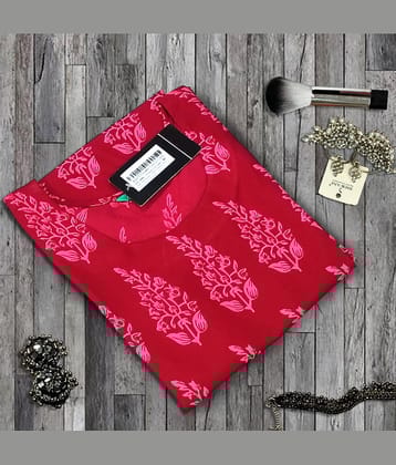 Ethnic Basket Pack of 1 Crepe Printed A-line Women's Kurti - ( Burgundy )