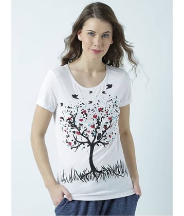 Huetrap Women Cotton Regular Fit Round Neck T-Shirt ( White )