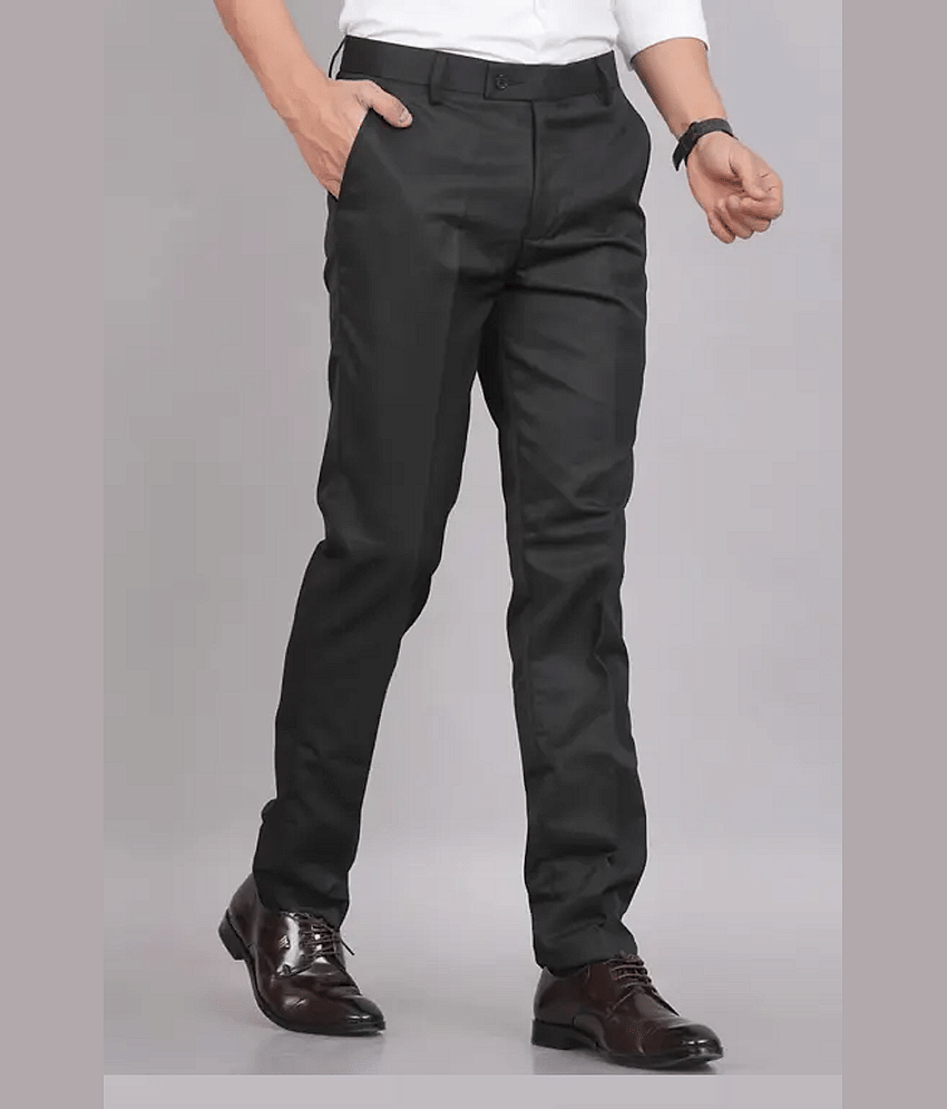 Haul Chic Slim Flat Men's Formal Trouser - Black ( Pack of 1 )