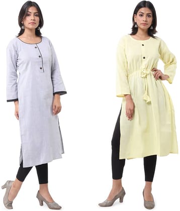 DESHBANDHU DBK - Multicolor Cotton Women's Straight Kurti ( Pack of 2 )
