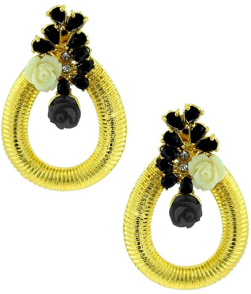 the jewelbox Copper Gold Plating Beads Studded Multi Coloured Earrings