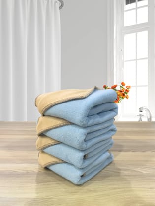 Euphoria 450GSM Reversible, Super Soft, Anti Microbial, Hand Towel (40cm x 60cm ), Aqua-Pack of 4